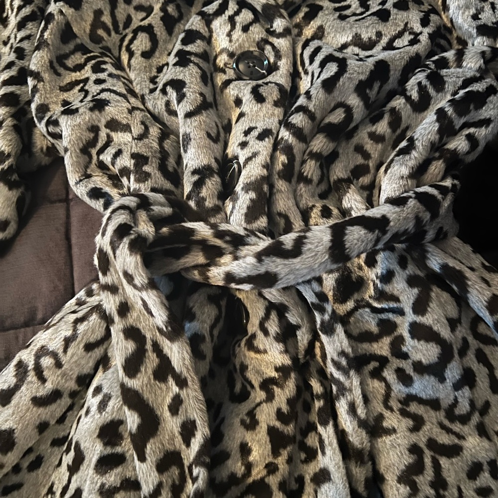 Chico's Black and Cream Leopard Print Belted Blazer - Picture 3 of 4